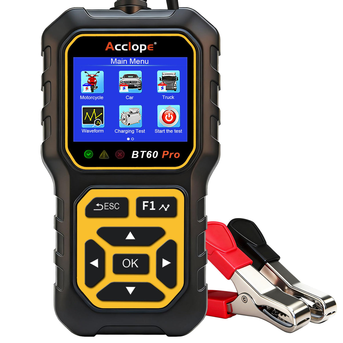 Acclope BT60 PRO front display showing measurements and clear readout benefit quick diagnostics