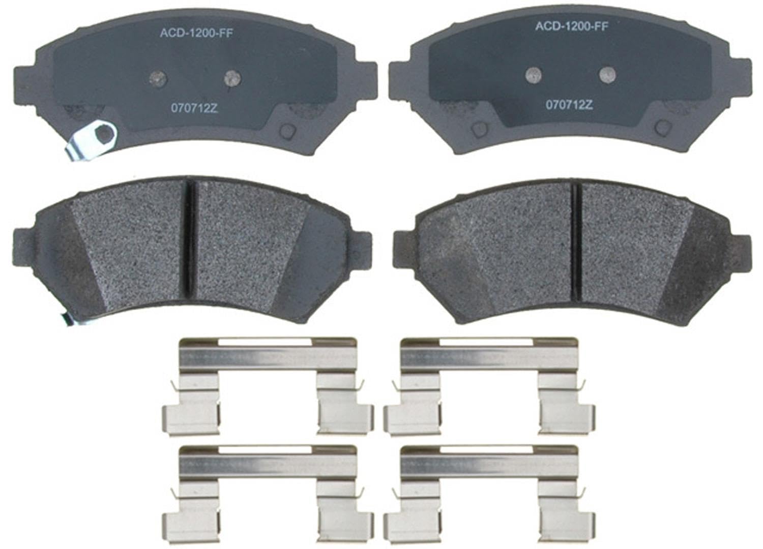 ACDelco front brake pad set packaging showing brand and fitment benefits
