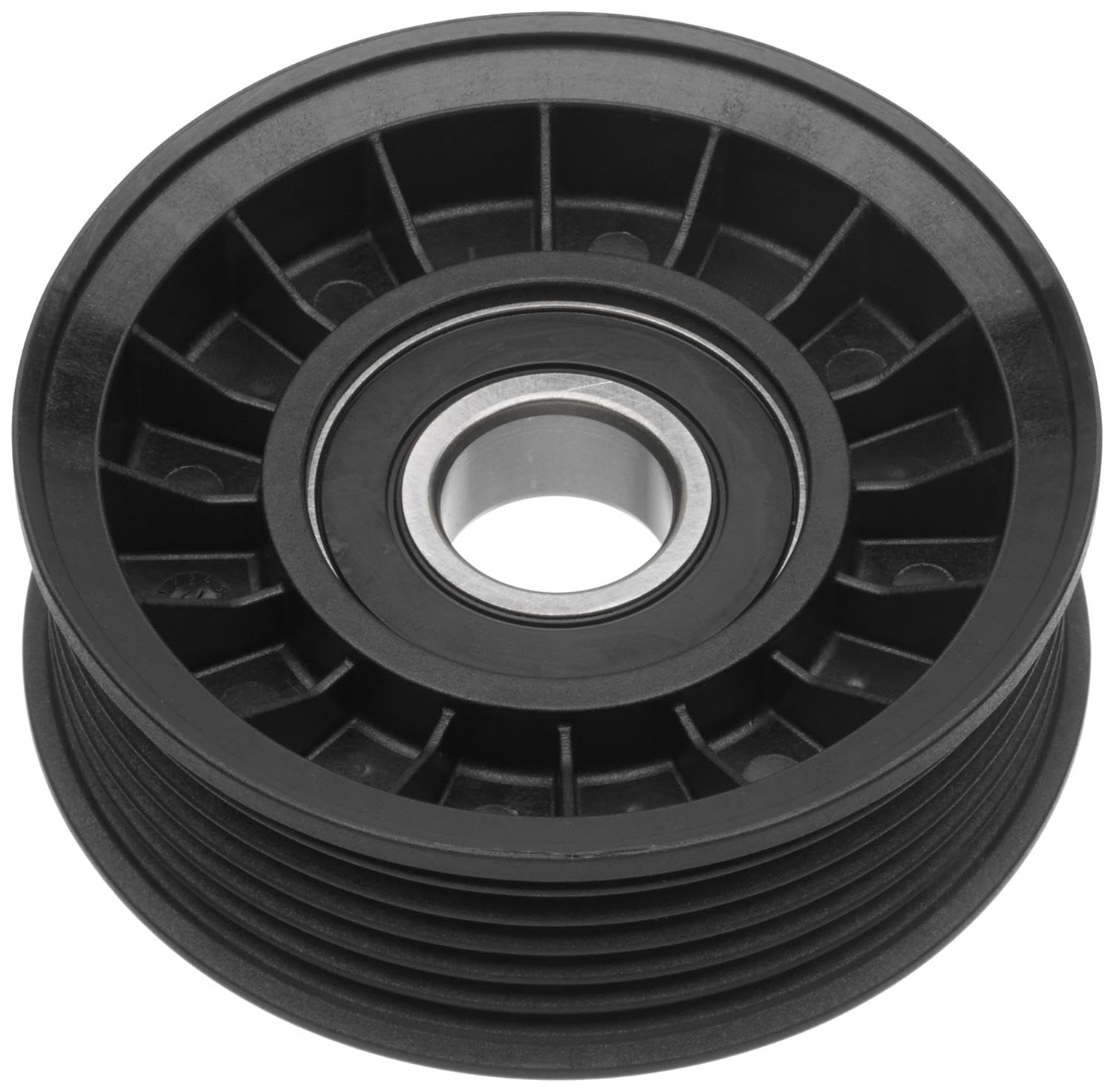 ACDelco Gold pulley close-up of bearing and flange for smooth rotation and reduced belt noise