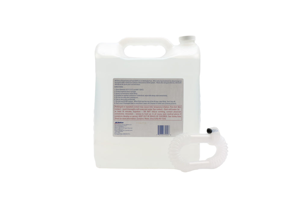 ACDelco pouring into a diesel DEF tank to show easy, clean refilling