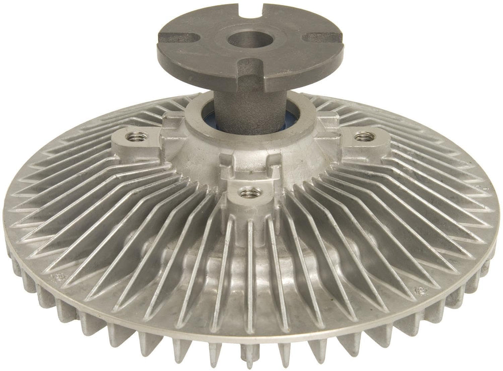 ACDelco professional fan clutch front view showing silver finish and accurate fit benefits
