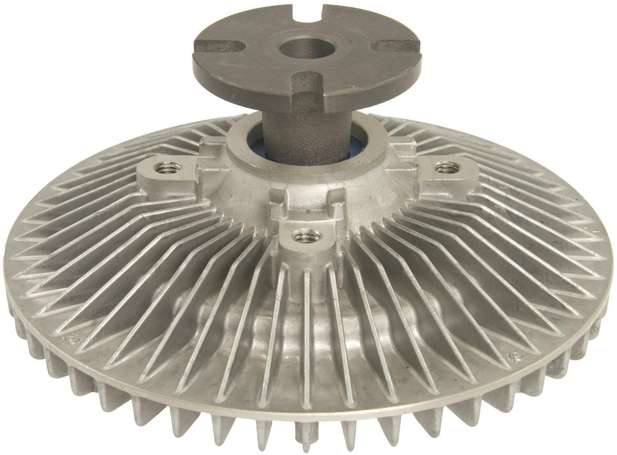 ACDelco professional fan clutch front view showing silver finish and accurate fit benefits