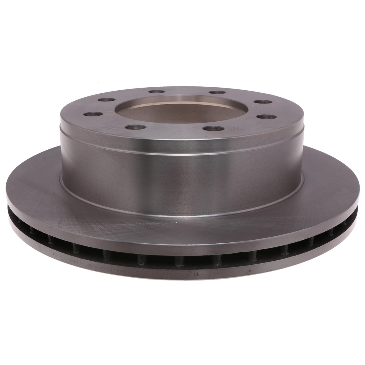 ACDelco silver rear rotor front view showing clean finish and bolt holes for reliable fitment