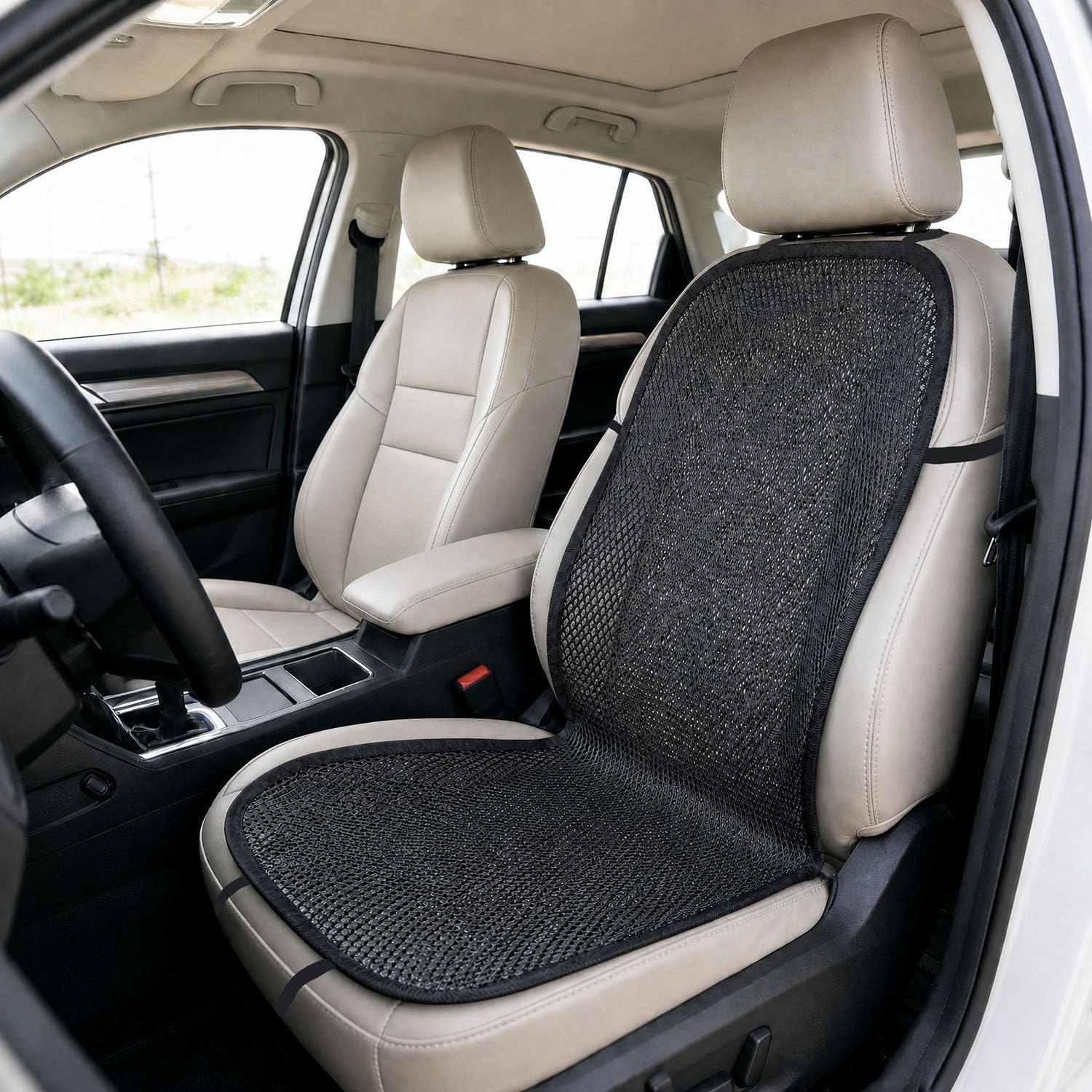 acdiac front view of black seat cushion showing full coverage and neat fit