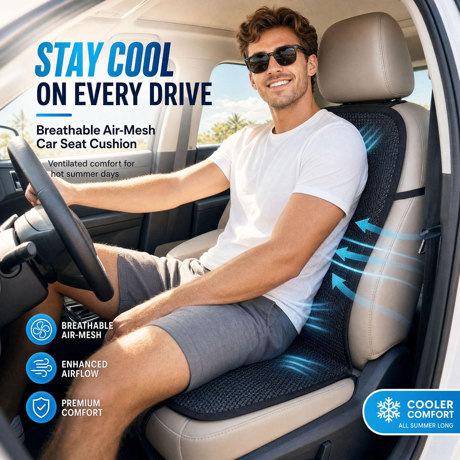 acdiac installed on SUV driver seat improving airflow and seating comfort