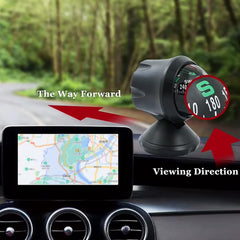 Acdion compass installed on car dash demonstrating stable placement benefit