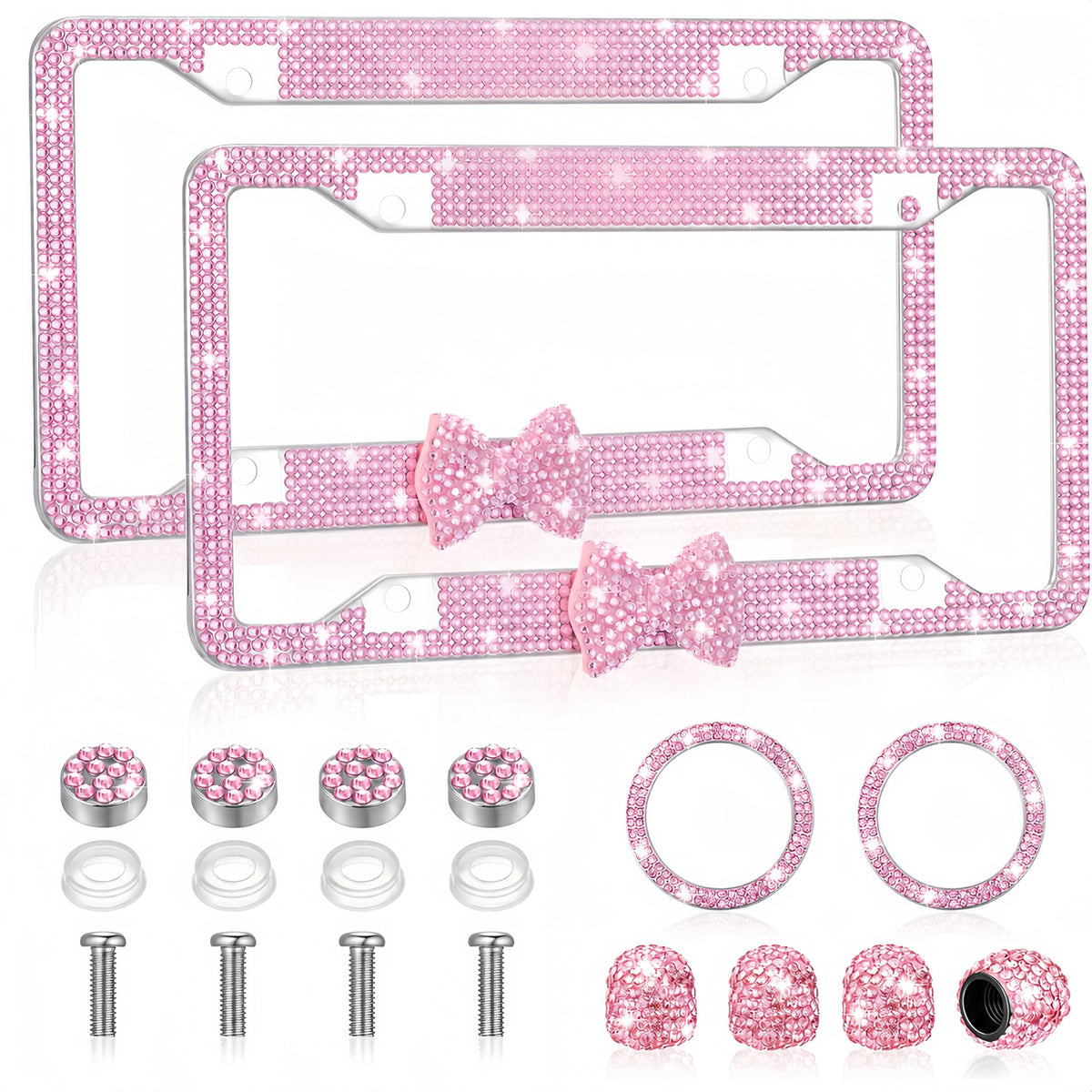 AceOrbit front view showing bow license plate frames adding glam