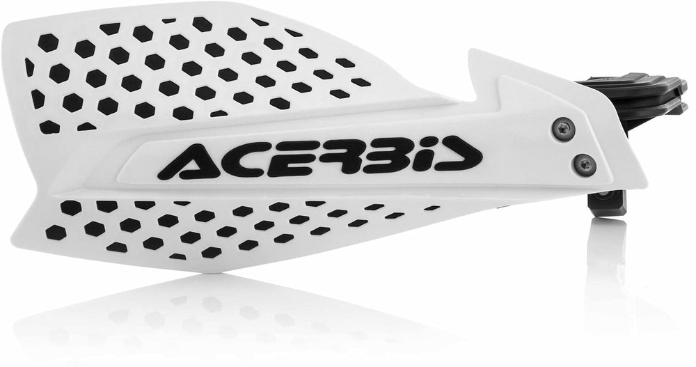Acerbis X-Ultimate front view showing white/black handguard and clean control protection