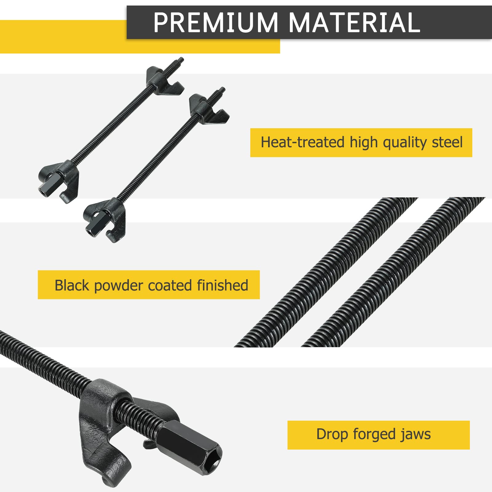 Acymner internal clamp engaged on a coil spring demonstrating balanced compression for safety