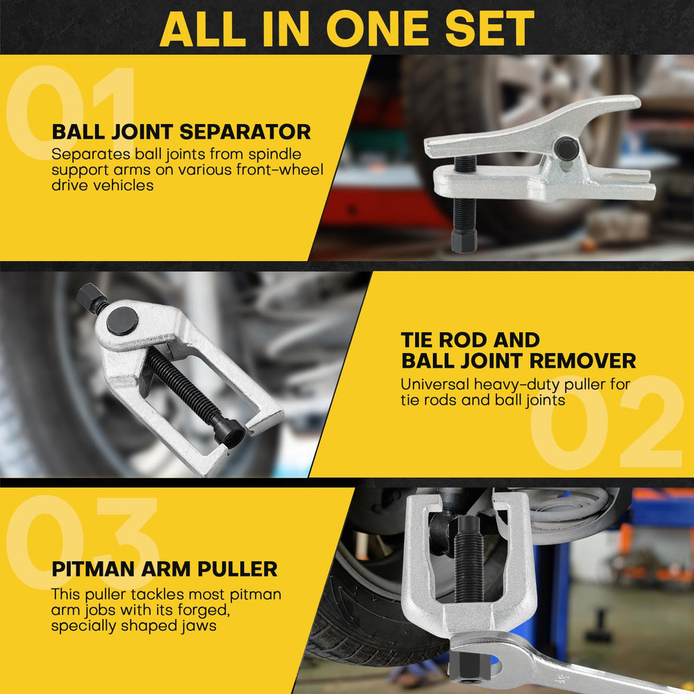 Acymner press-type ball joint separator close detail protecting boots during removal