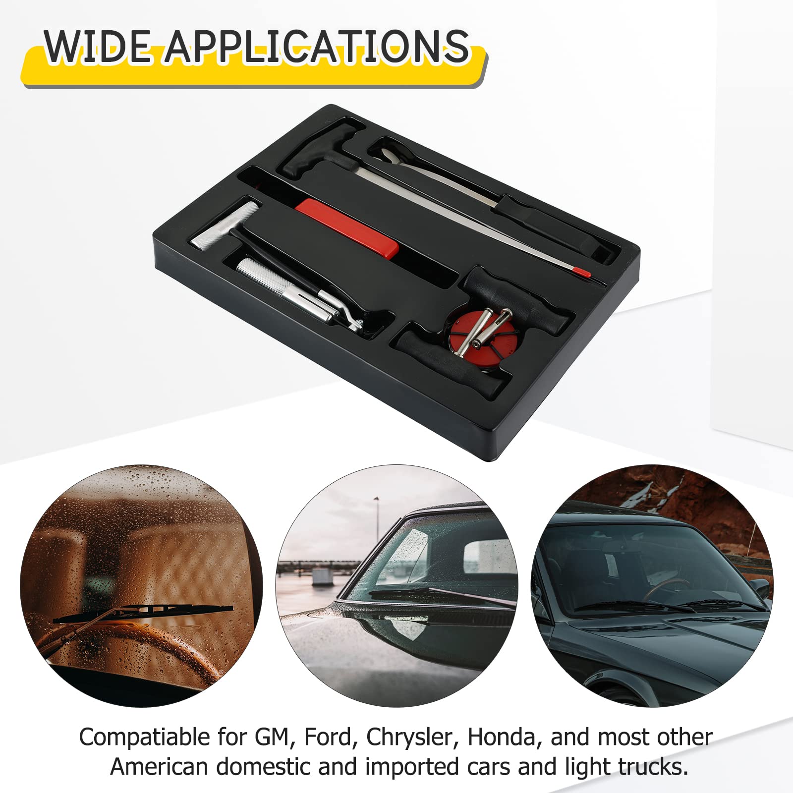 Acymner tools arranged next to ruler for scale showing compact professional kit for mobile use