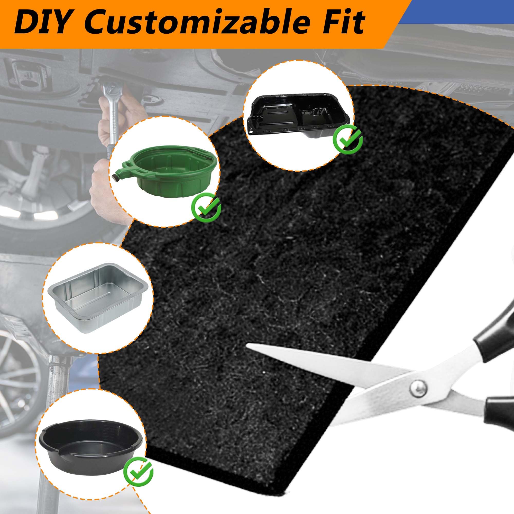 Acyoyava pad trimmed to fit a drain pan edge, allows custom coverage
