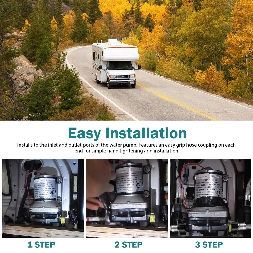 Adabuing installed on RV pump showing reduced vibration and quieter operation