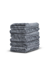 Adam's Polishes front pack of six grey towels showing value and convenience
