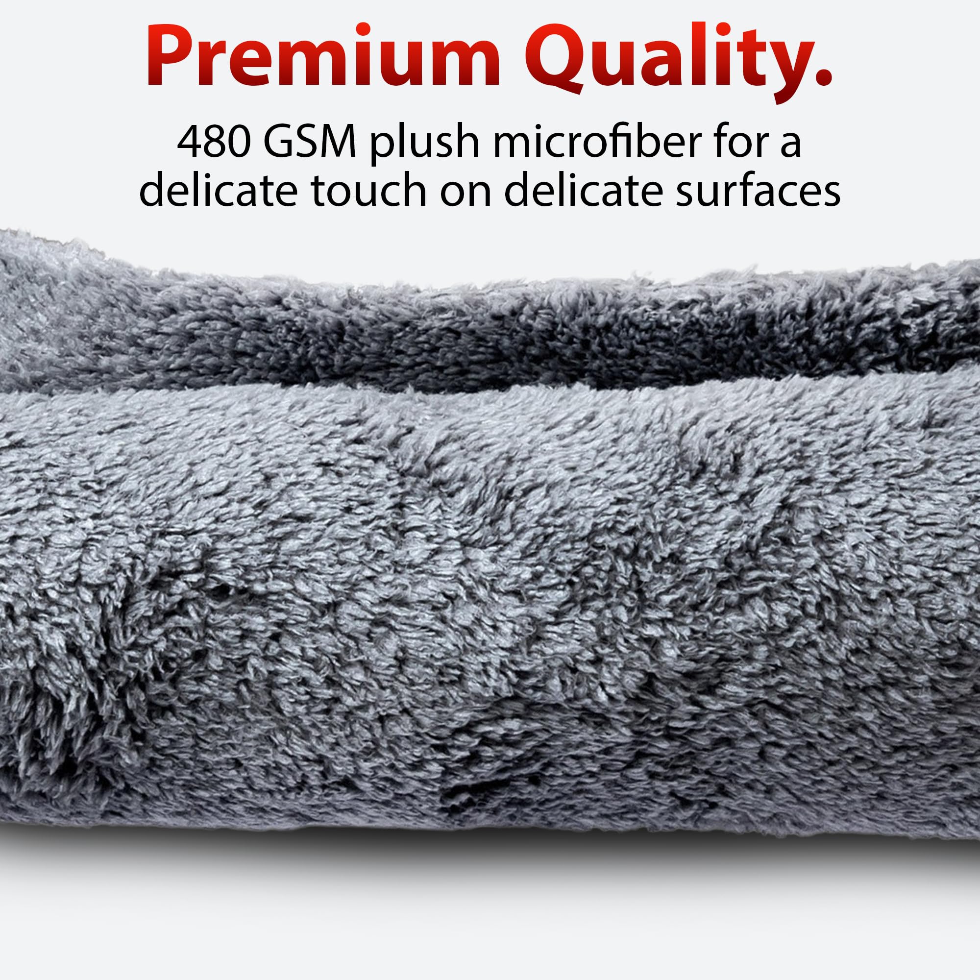 Adam's Polishes towel in hand demonstrating 16x16 size and user-friendly scale
