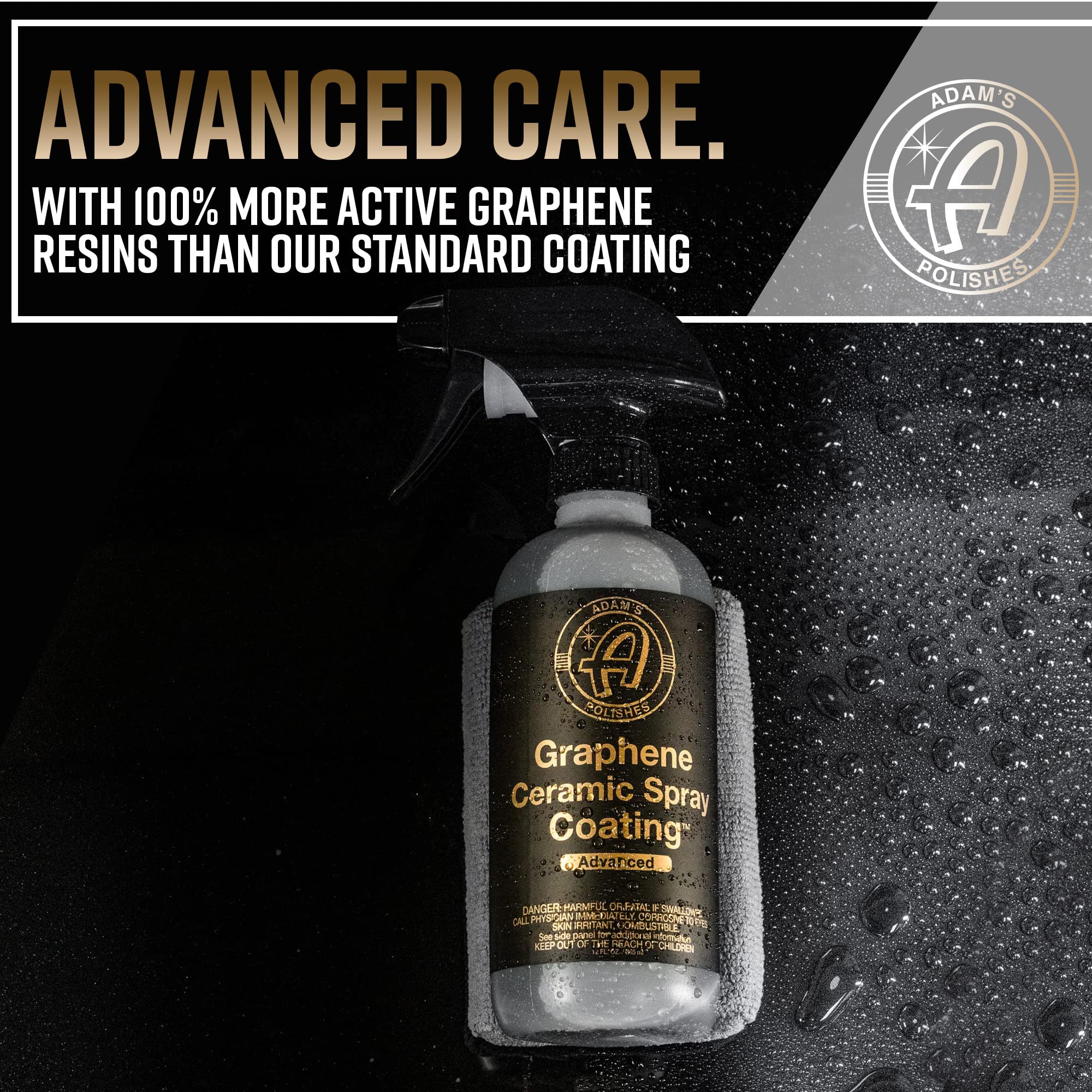 Adam's Polishes spray close-up texture highlighting nanotech graphene shine and protection