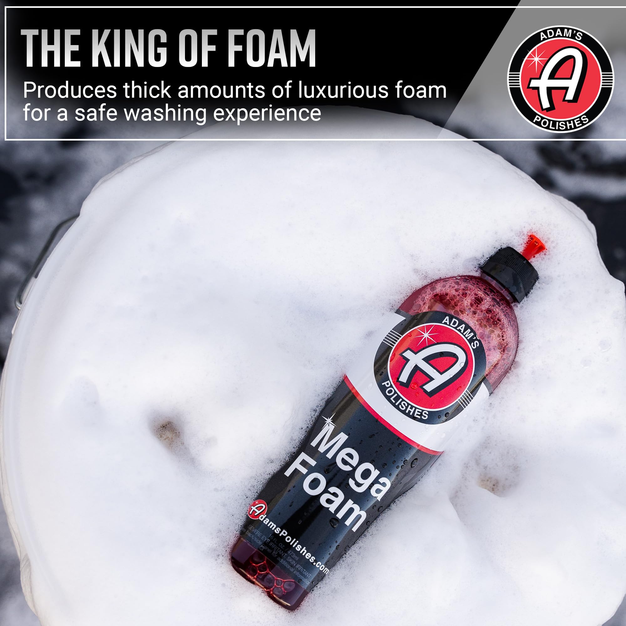 Adam's Mega Foam being dispensed from a foam cannon for safe cleaning