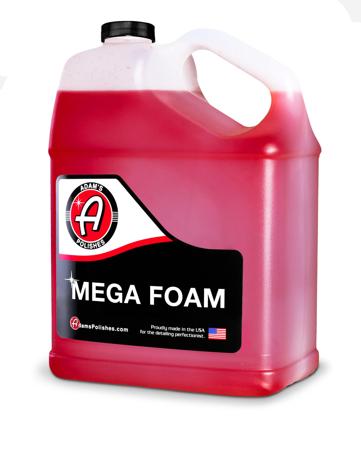 Adam's Mega Foam gallon front label showing product branding and size