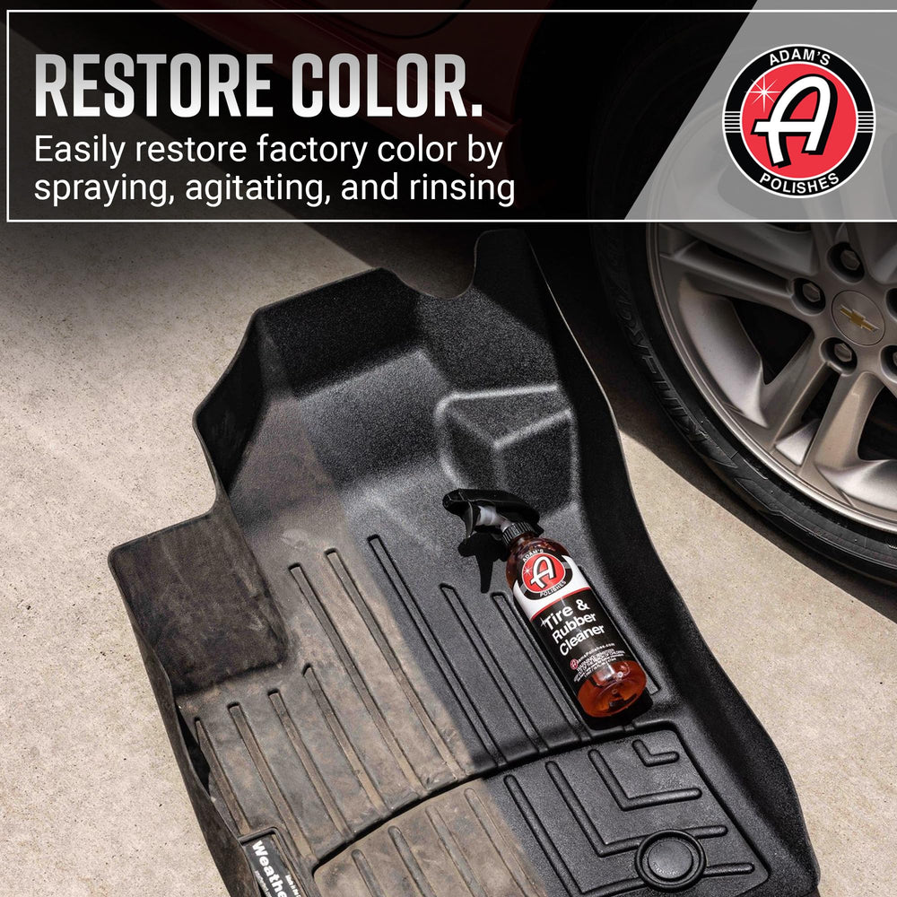 Adam's Polishes being agitated with brush on tire sidewall for deep clean