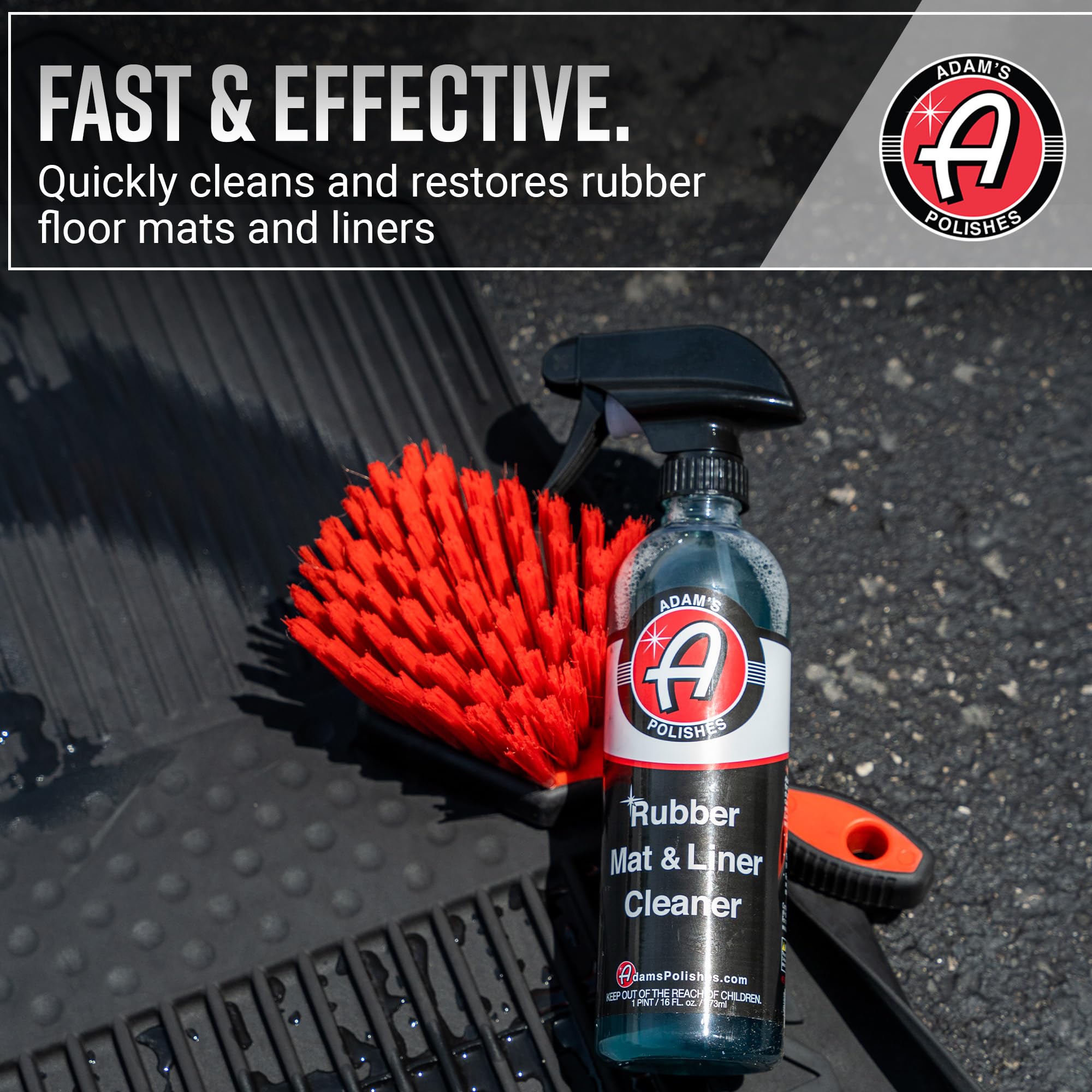 Adam's Polishes foamy cleaner close-up on textured mat to lift grime