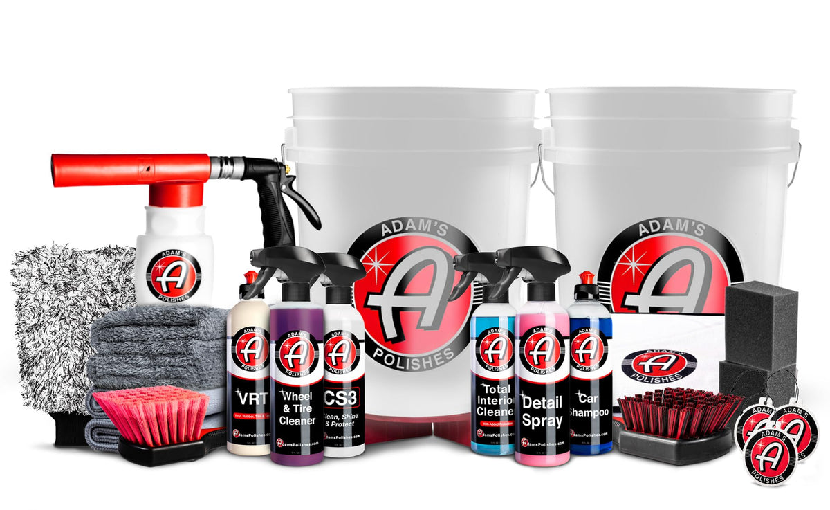 Adam's Polishes kit front packaging showing full 24-piece set benefits