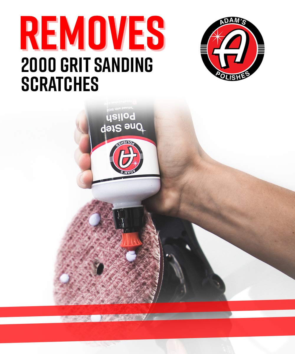Adam's Polishes bottle held in hand to show 12oz scale and portability benefit