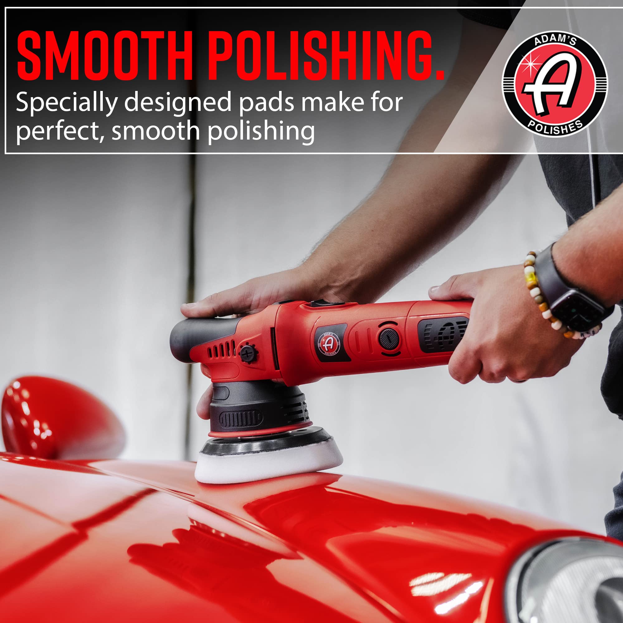 Adam's Polishes pad attached to a polisher in use improving polishing speed