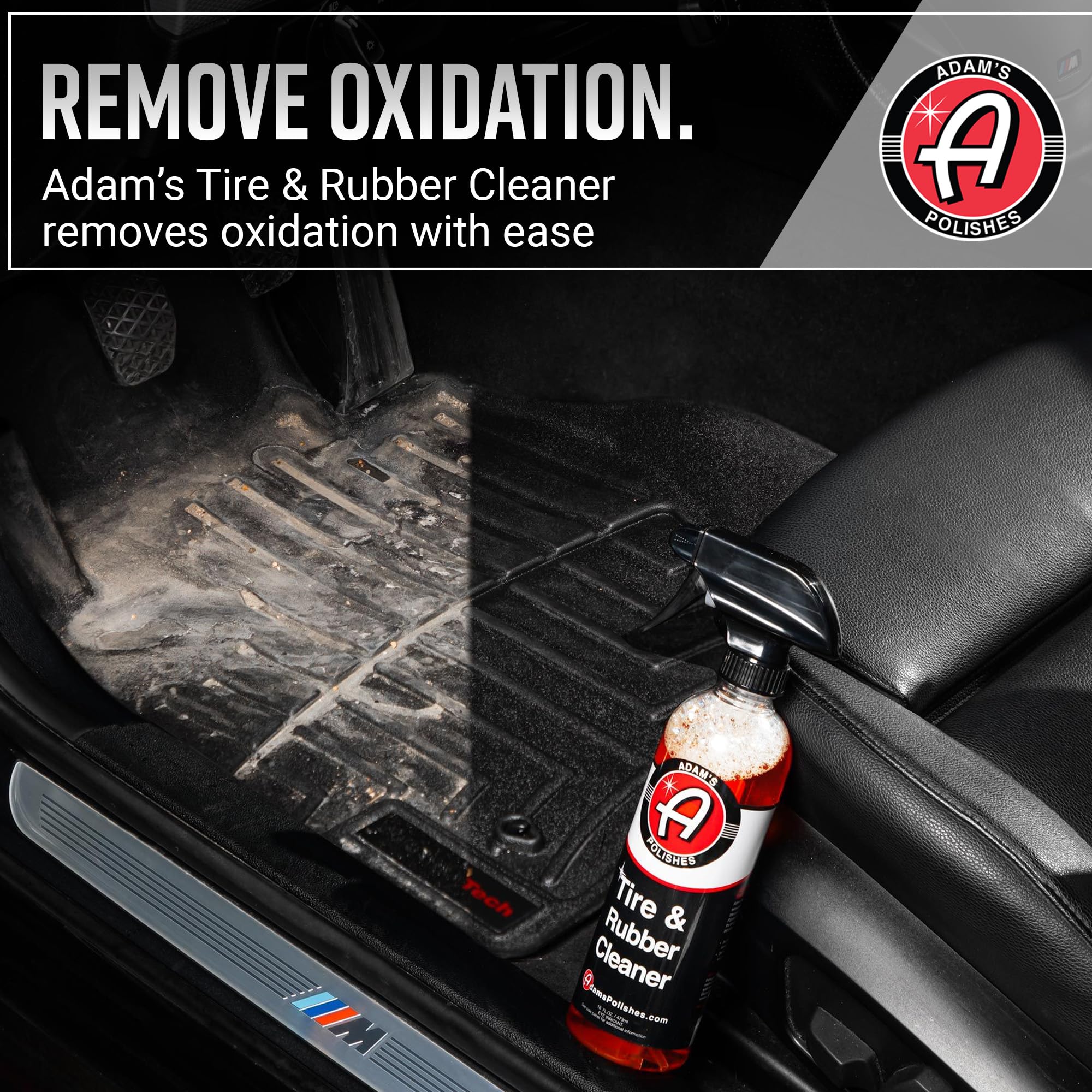 Adam's Polishes rinsed tire revealing restored deep black finish