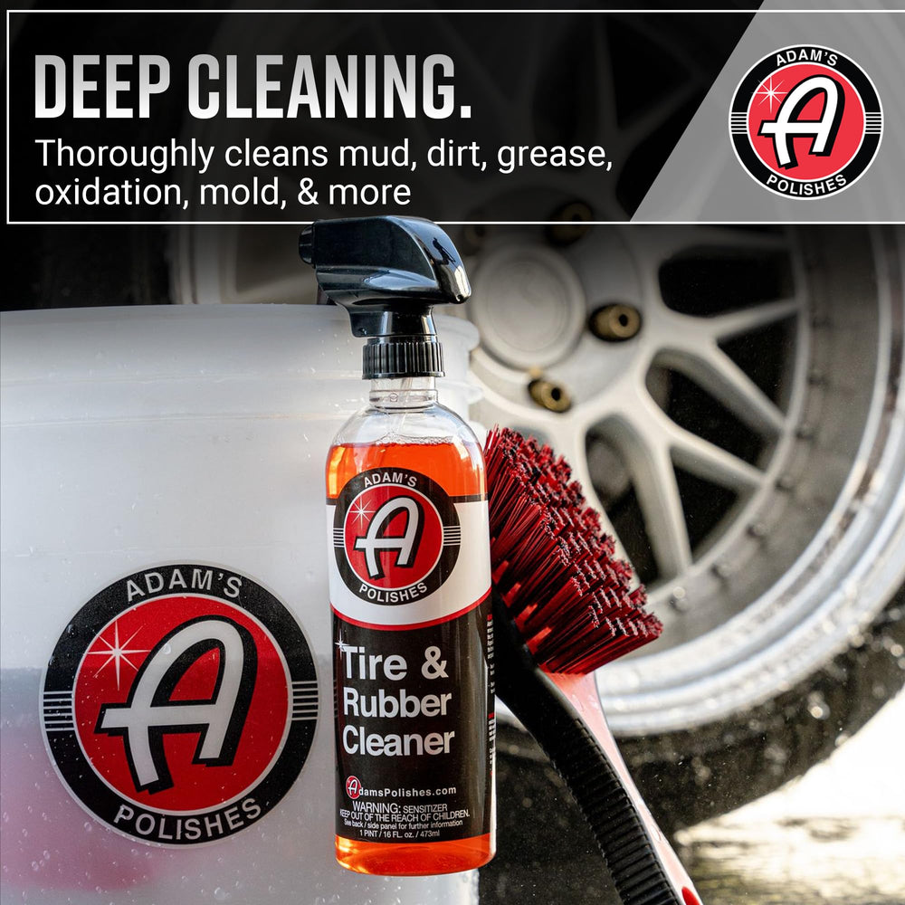 Adam's Polishes sprayed on tire demonstrating easy application