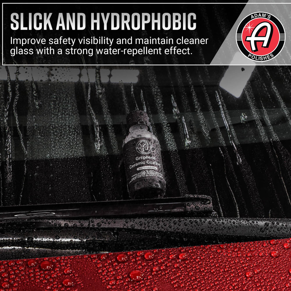 Adam's Polishes before-and-after windshield comparison showing clearer view