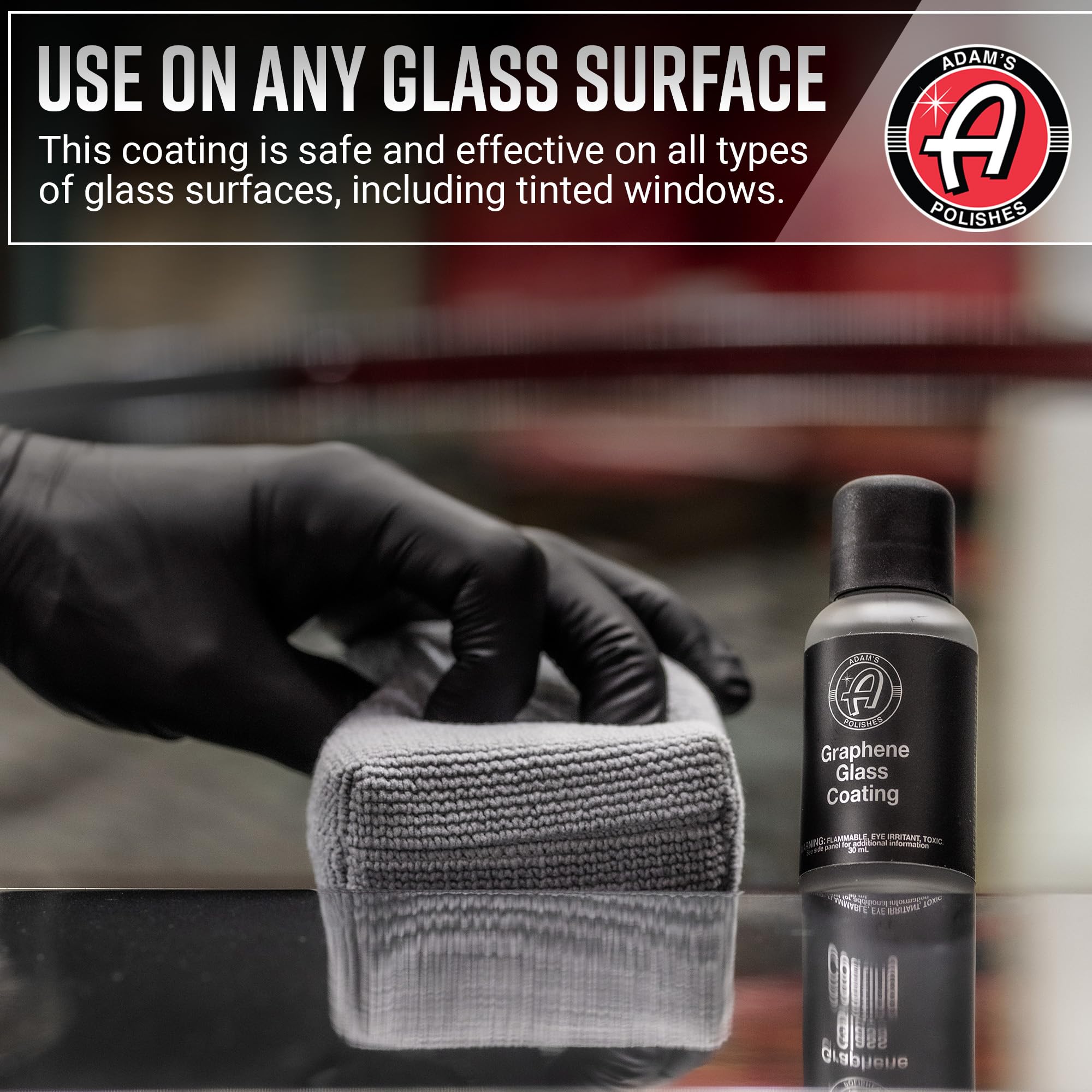 Adam's Polishes bottle staged in a detailing kit for convenient onsite touch-ups