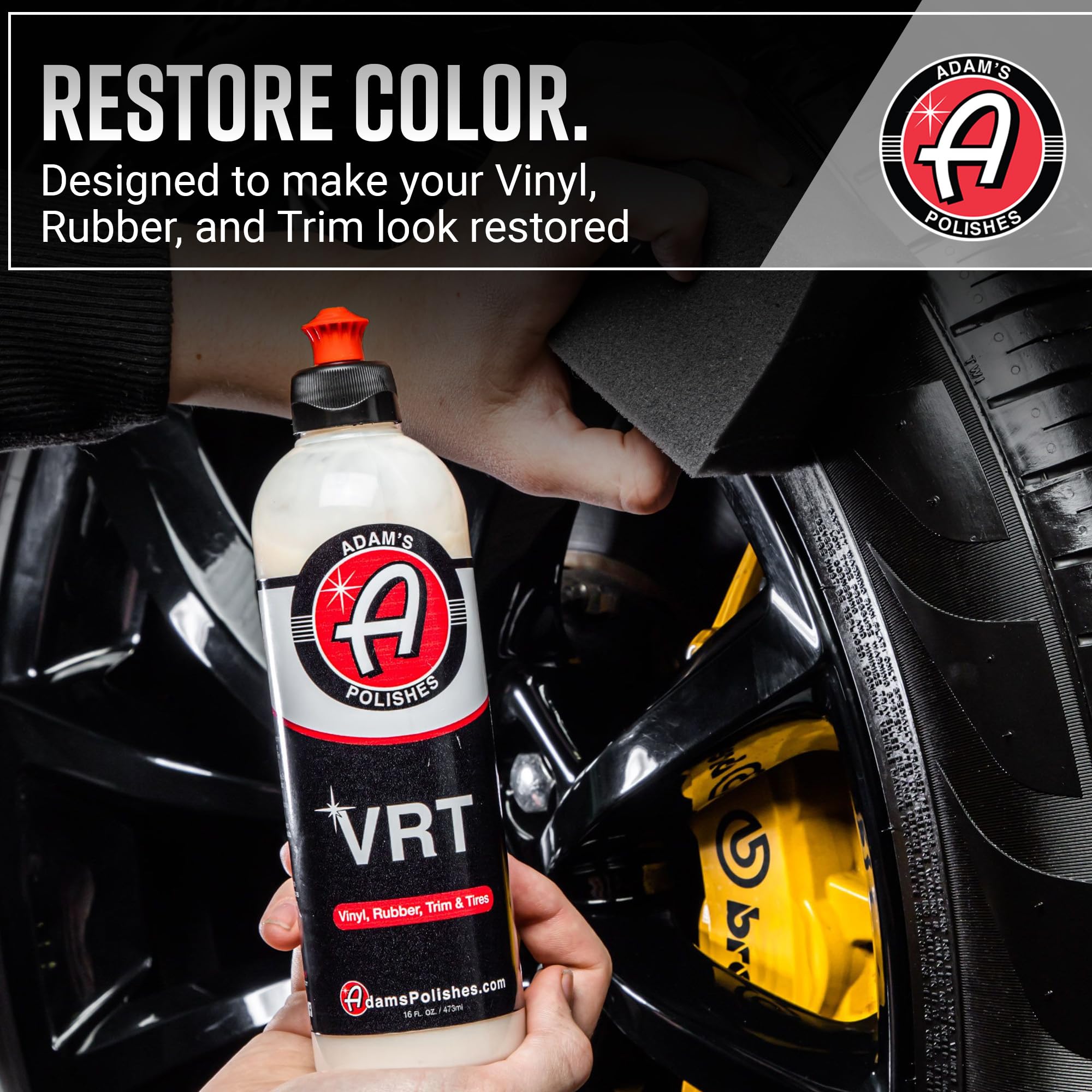 Adam's Polishes being applied to a tire sidewall demonstrating low-sling protection