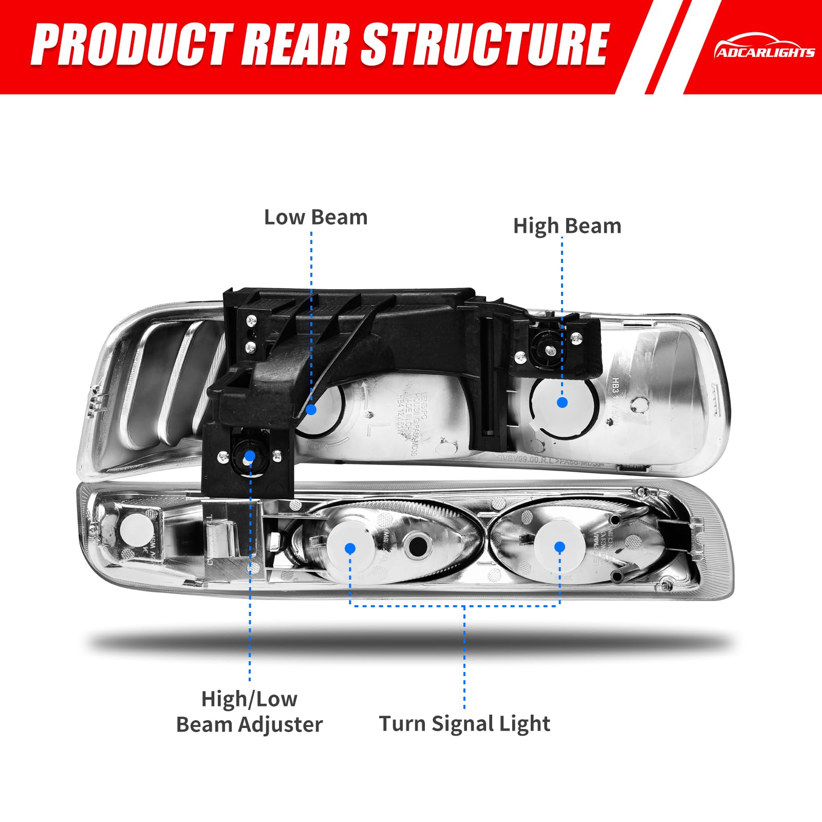 ADCARLIGHTS rear housing with watertight seal protecting internal components