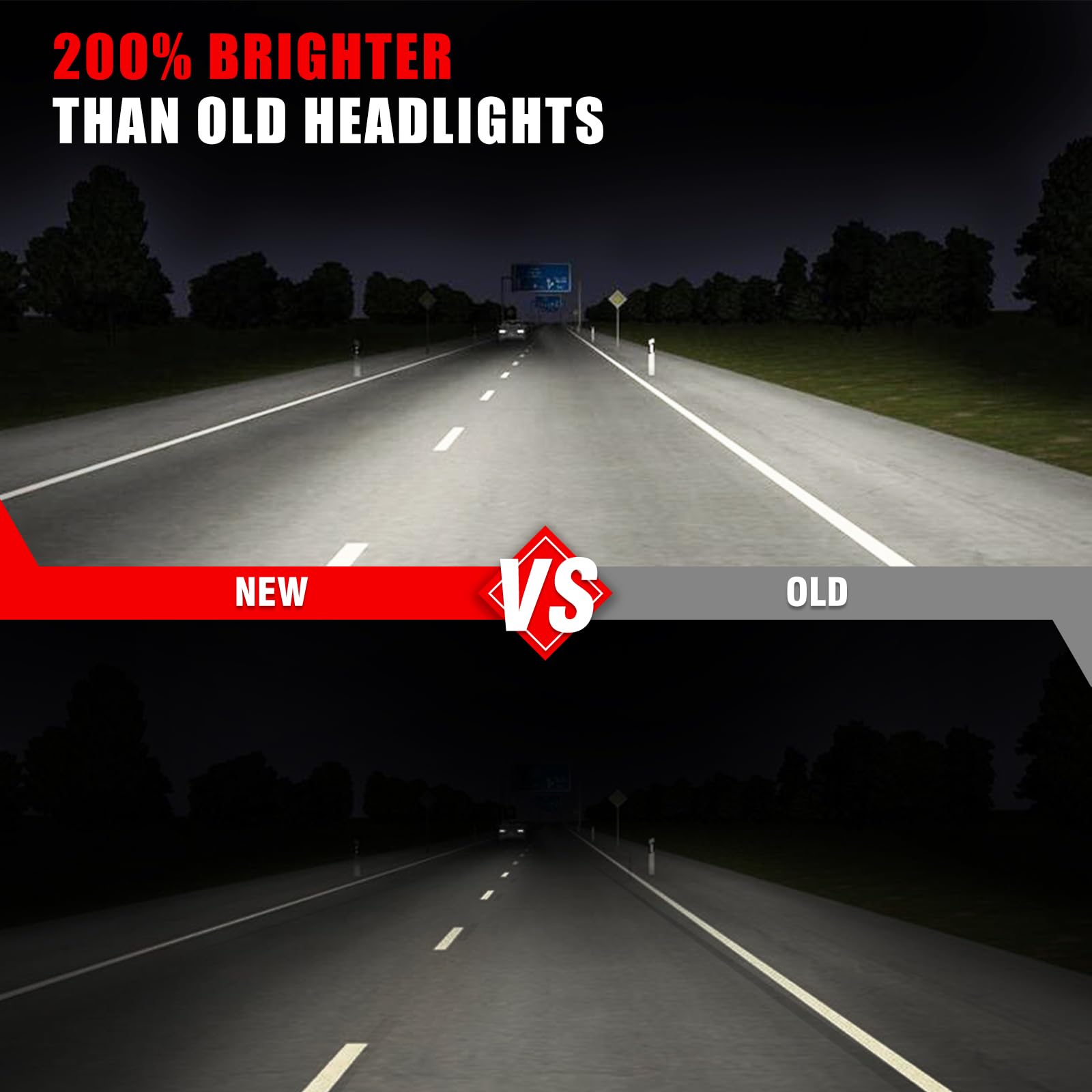 ADCARLIGHTS beam pattern demo at night illustrating clearer road illumination