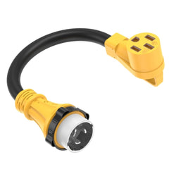 ADCAUDX front-facing adapter showing both SS2-50P and 14-50R, secure connection