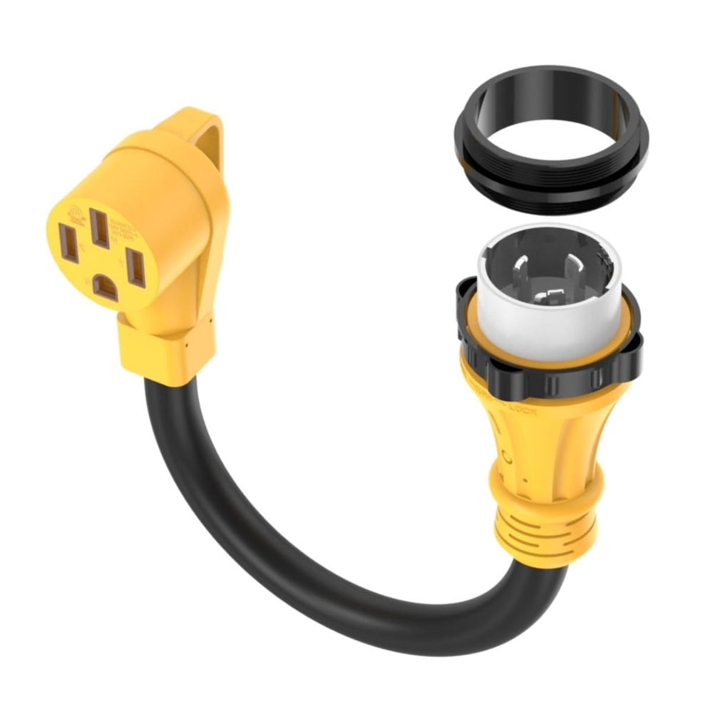 ADCAUDX close-up of SS2-50P twist-lock plug with sealing ring, corrosion resistance