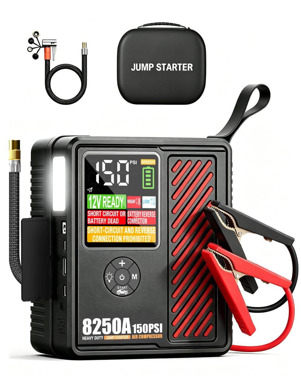 ADORETRIP JFEGWO front view showing compact design and controls for quick roadside help