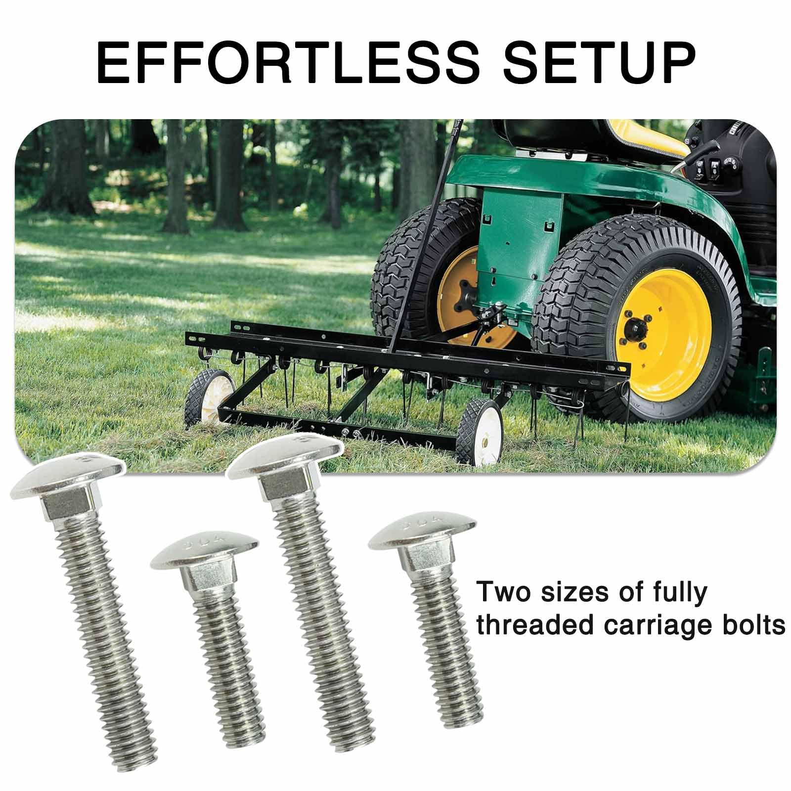 Adorish included bolts and hardware showing two bolt lengths benefit: no-drill fit