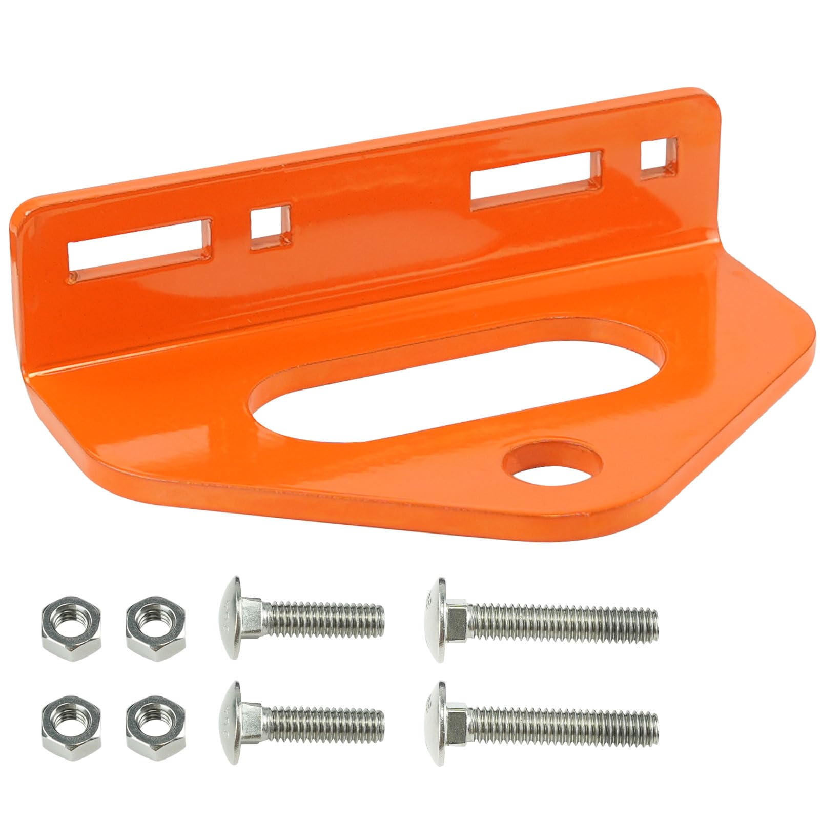 Adorish hitch front view showing orange finish and sturdy plate benefit: visibility