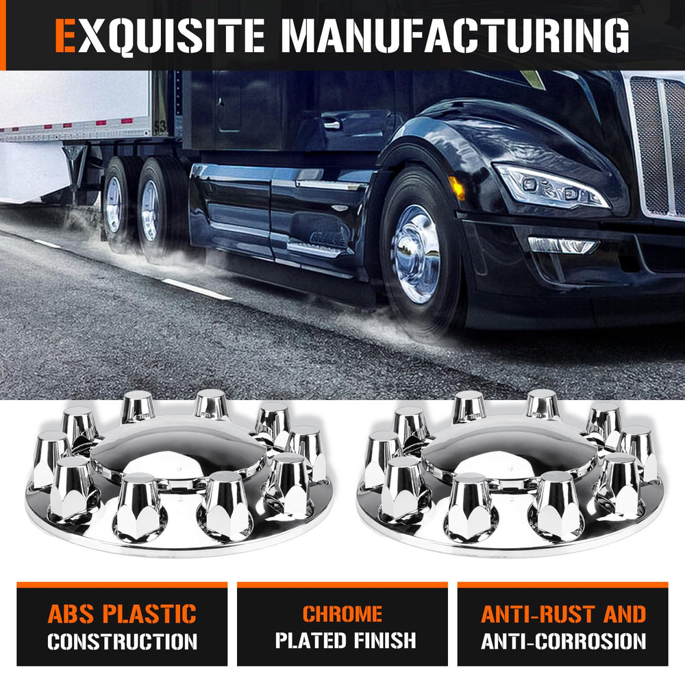 Aeagle twenty 33mm screw-on lug nut covers arranged to show full coverage benefit