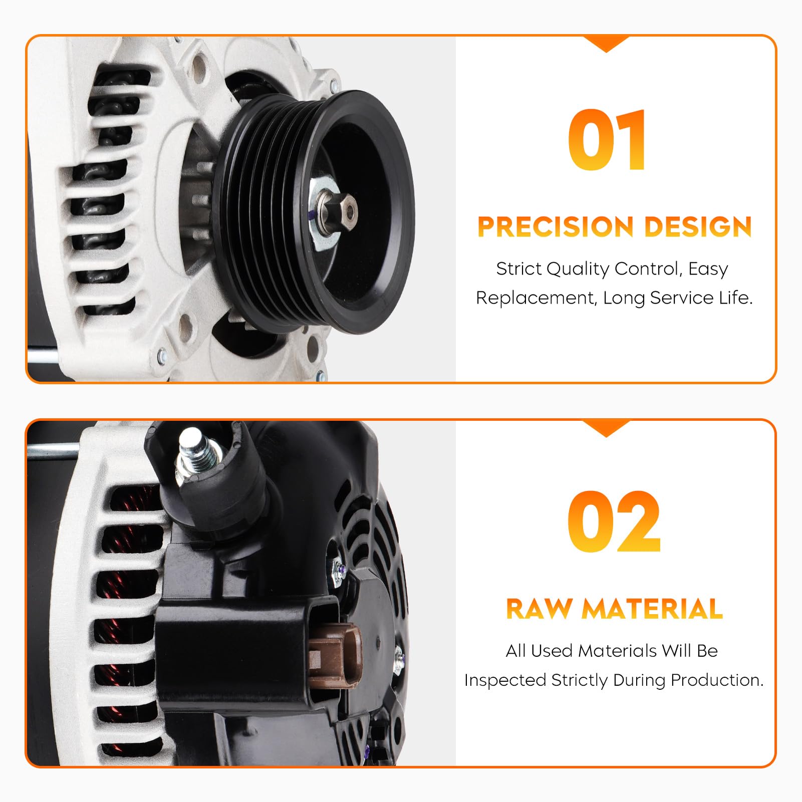 Aeagle alternator back terminal detail with secure electrical connection benefit