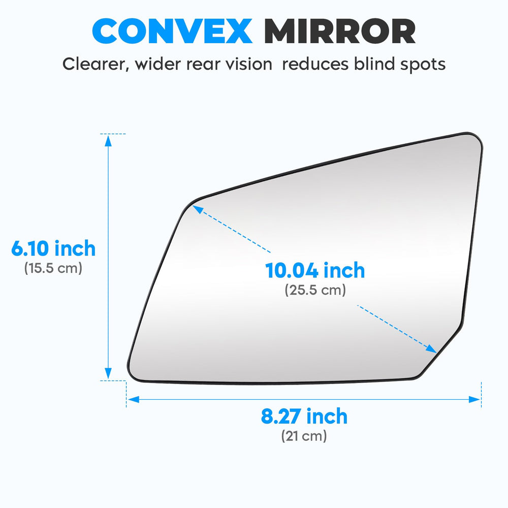 Aeagle mirror beside ruler showing dimensions for correct fit