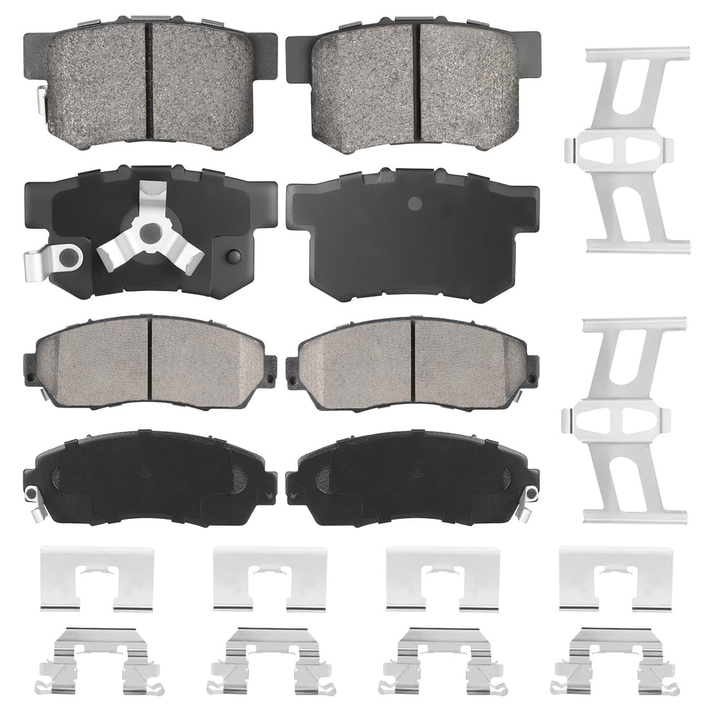 Aeagle brake pad set packaging showing included pads and hardware benefits clarity