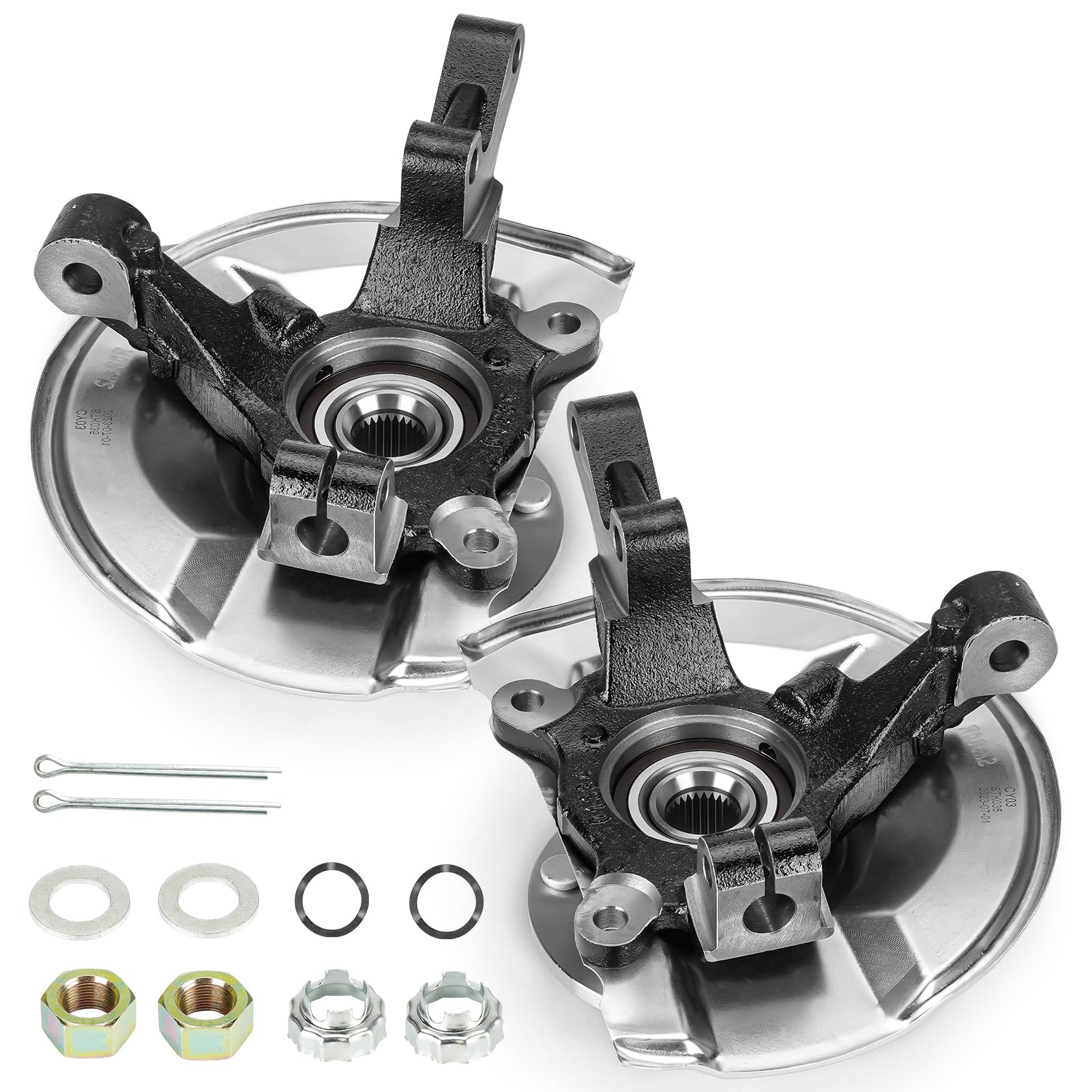 AEagle front knuckle assembly showing mounting points and hub for direct fit