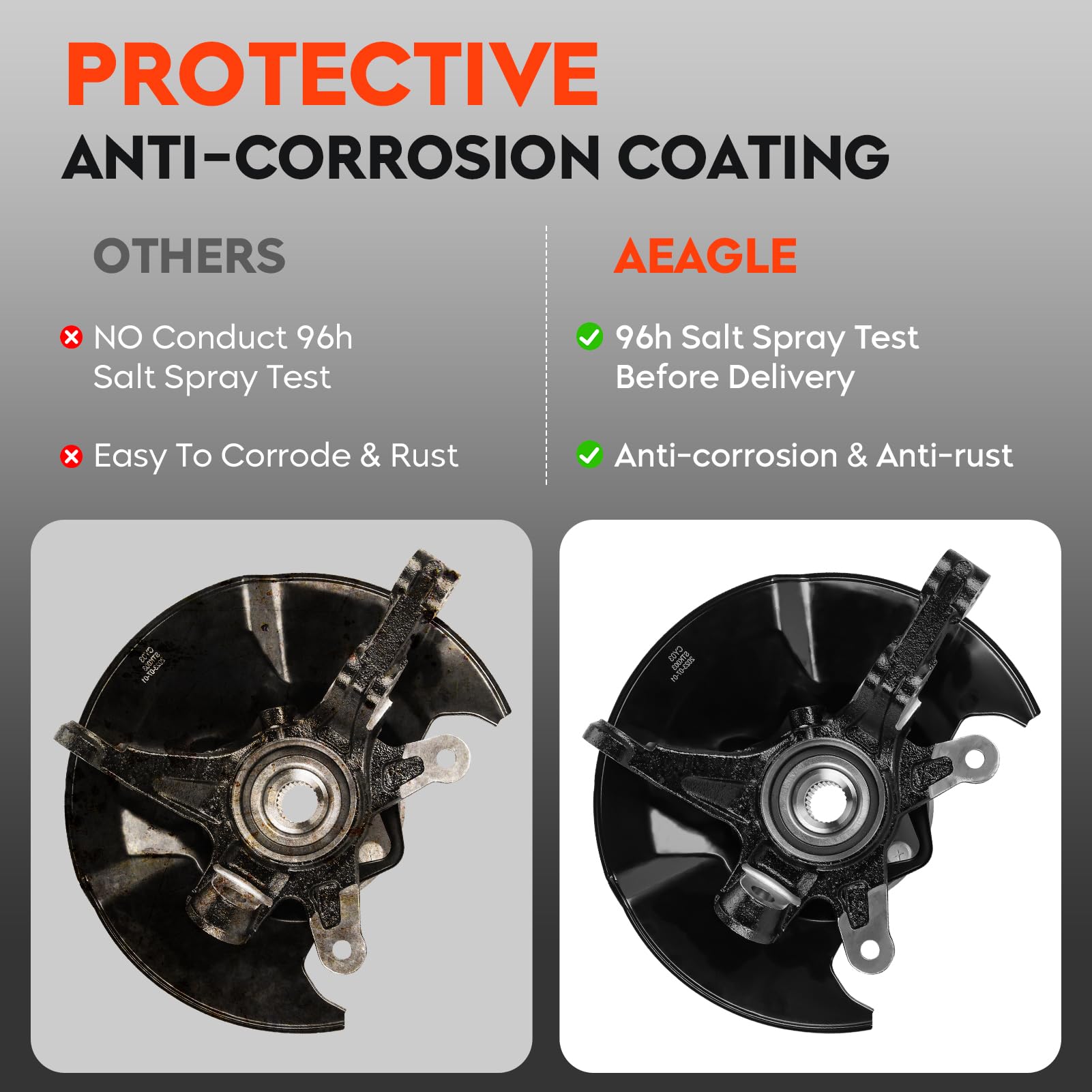 Aeagle assembly installed on Civic front wheel hub demonstrating restored alignment
