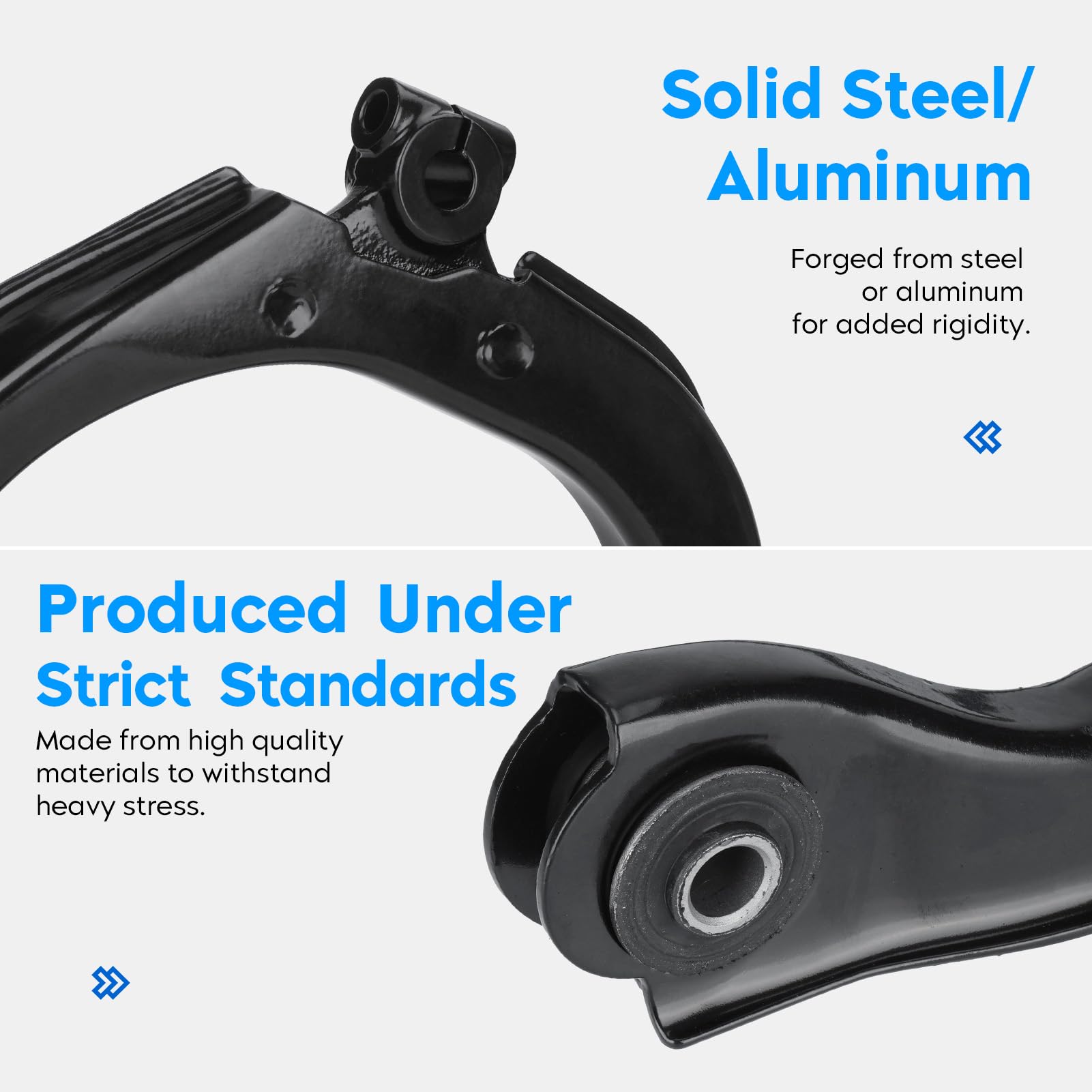 Aeagle upper control arm assembly close-up showing durable finish and accurate fit