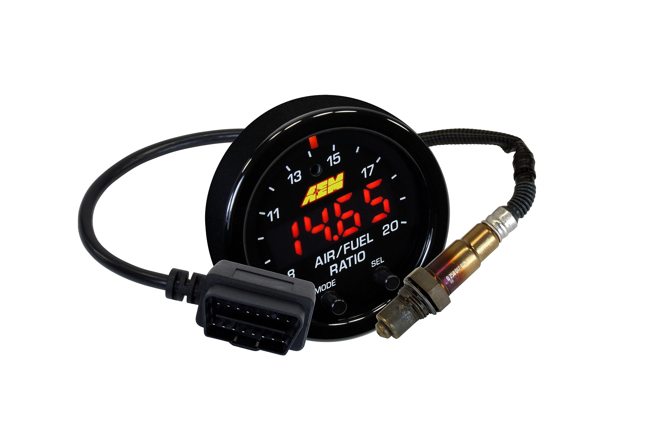 AEM gauge beside a ruler showing 52mm diameter for quick size and fit comparison