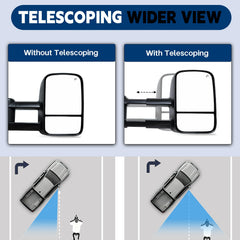 AERDM mirrors mounted on Silverado demonstrating correct fit and towing readiness