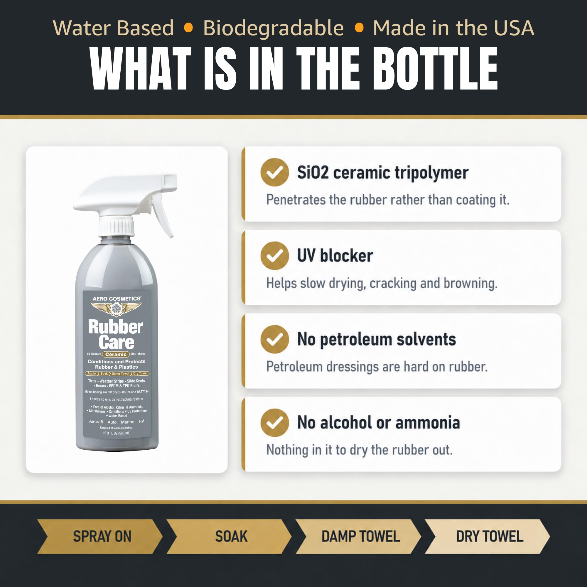 Aero Cosmetics packaging and ingredients panel showing aviation-grade benefit