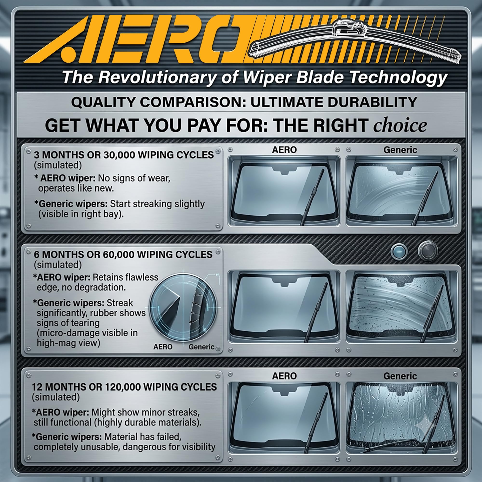 AERO blades 26" and 20" side-by-side for clear size comparison convenience